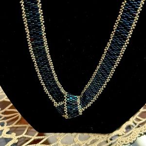 Blue & Silver Handmade Beaded Necklace